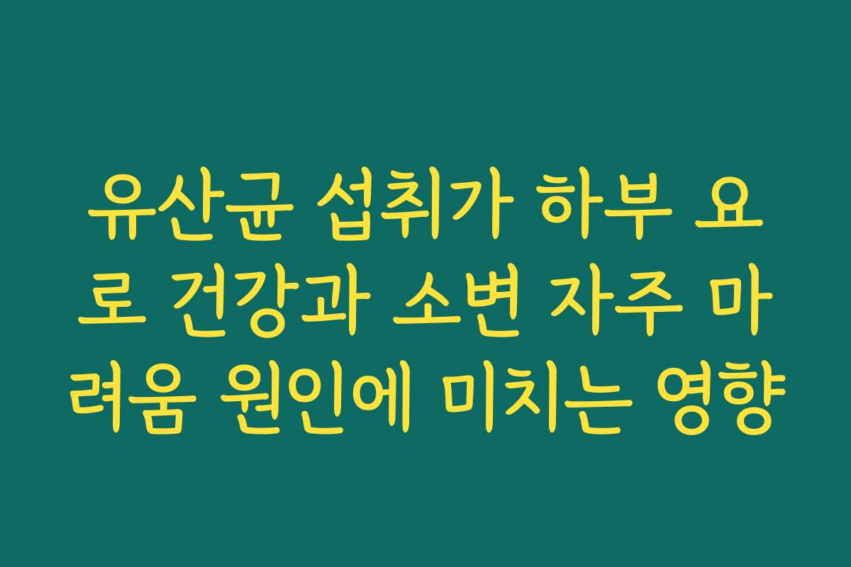 유산균 섭취가 하부 요로 건강과 소변 자주 마려움 원인에 미치는 영향