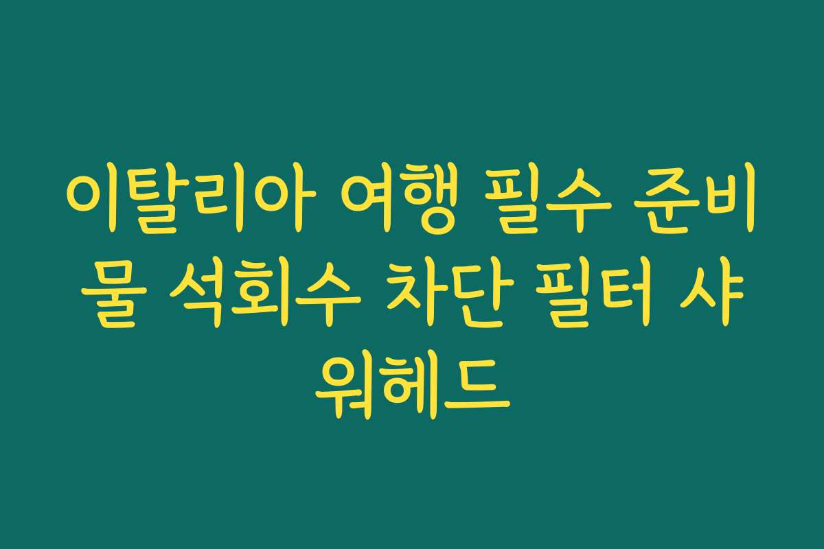 이탈리아 여행 필수 준비물 석회수 차단 필터 샤워헤드