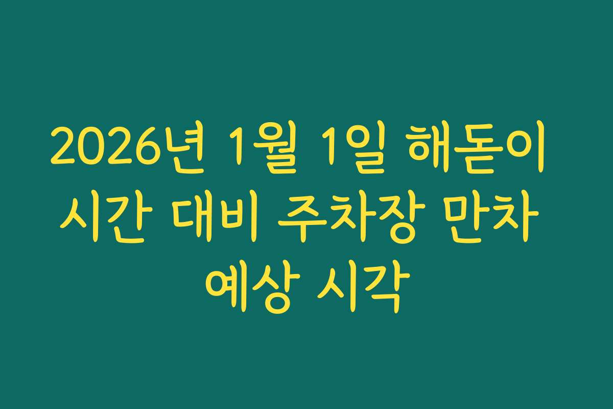 2026년 1월 1일 해돋이 시간 대비 주차장 만차 예상 시각