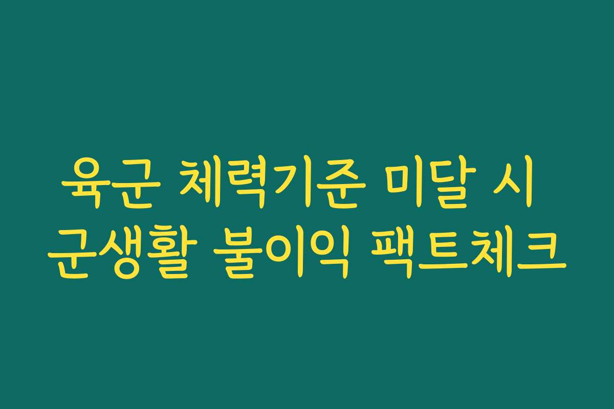 육군 체력기준 미달 시 군생활 불이익 팩트체크