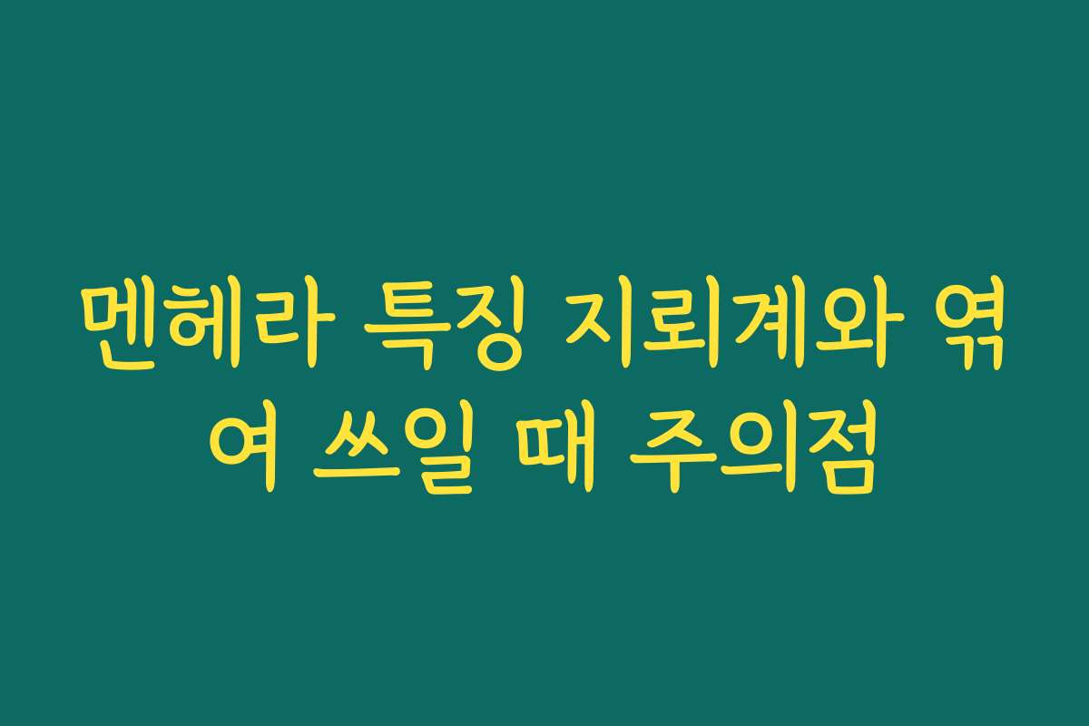 멘헤라 특징 지뢰계와 엮여 쓰일 때 주의점