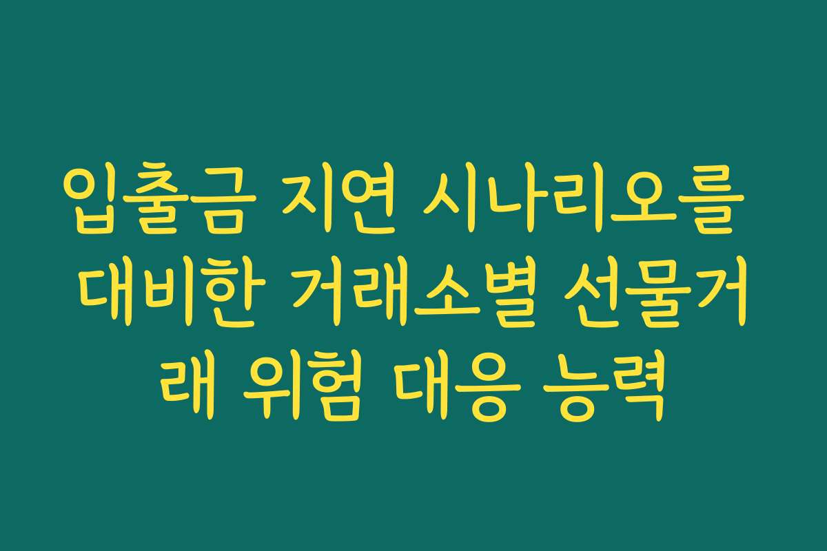 입출금 지연 시나리오를 대비한 거래소별 선물거래 위험 대응 능력