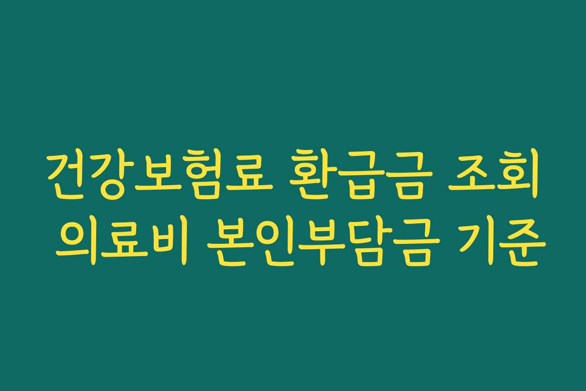 건강보험료 환급금 조회 의료비 본인부담금 기준