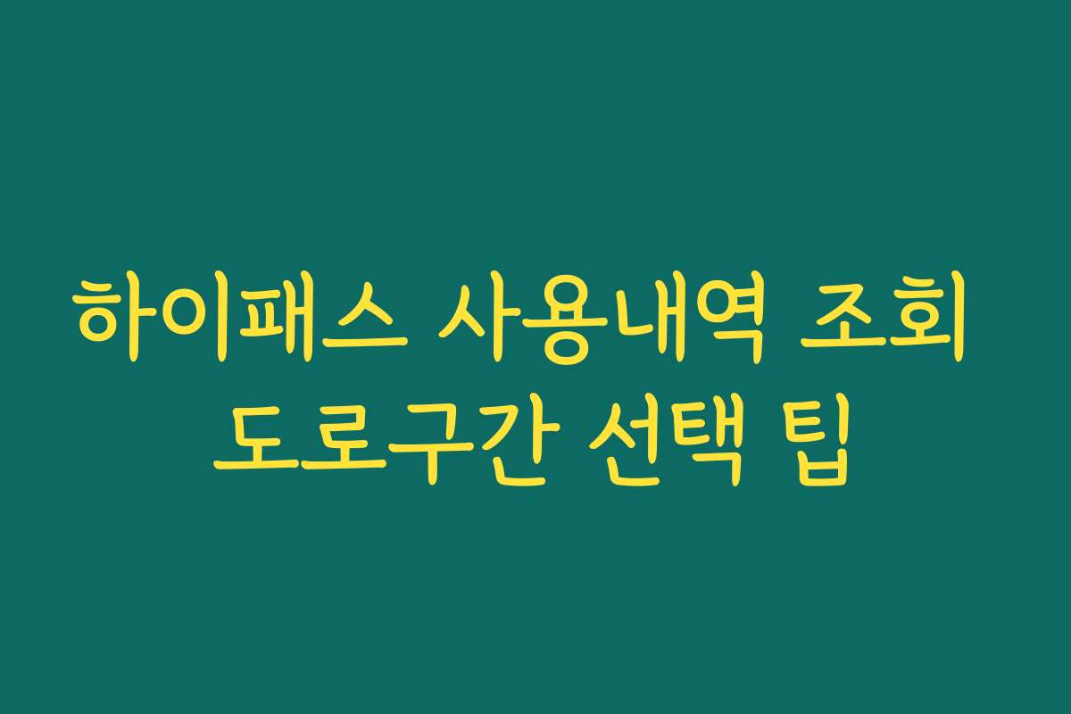 하이패스 사용내역 조회 도로구간 선택 팁