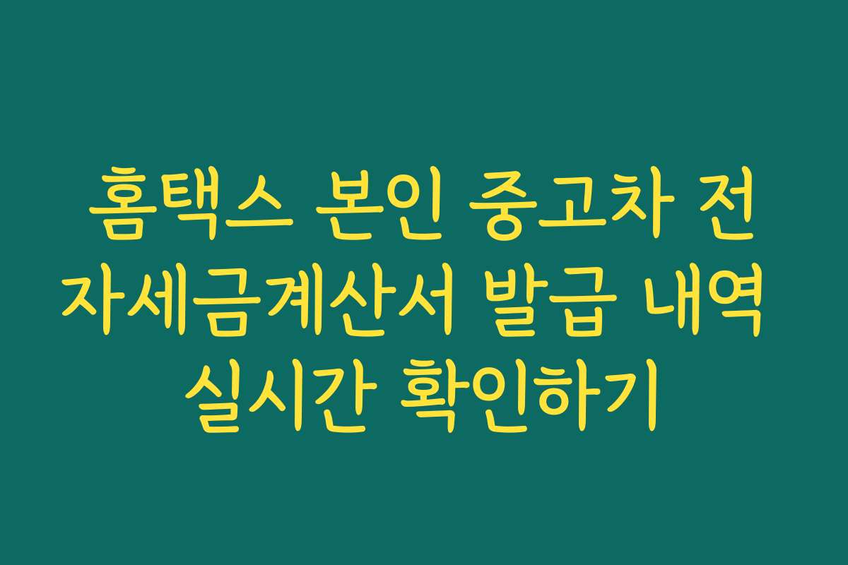 홈택스 본인 중고차 전자세금계산서 발급 내역 실시간 확인하기