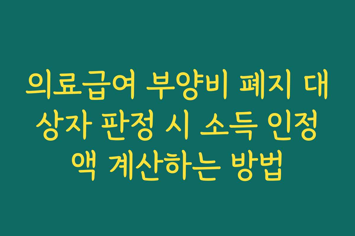 의료급여 부양비 폐지 대상자 판정 시 소득 인정액 계산하는 방법