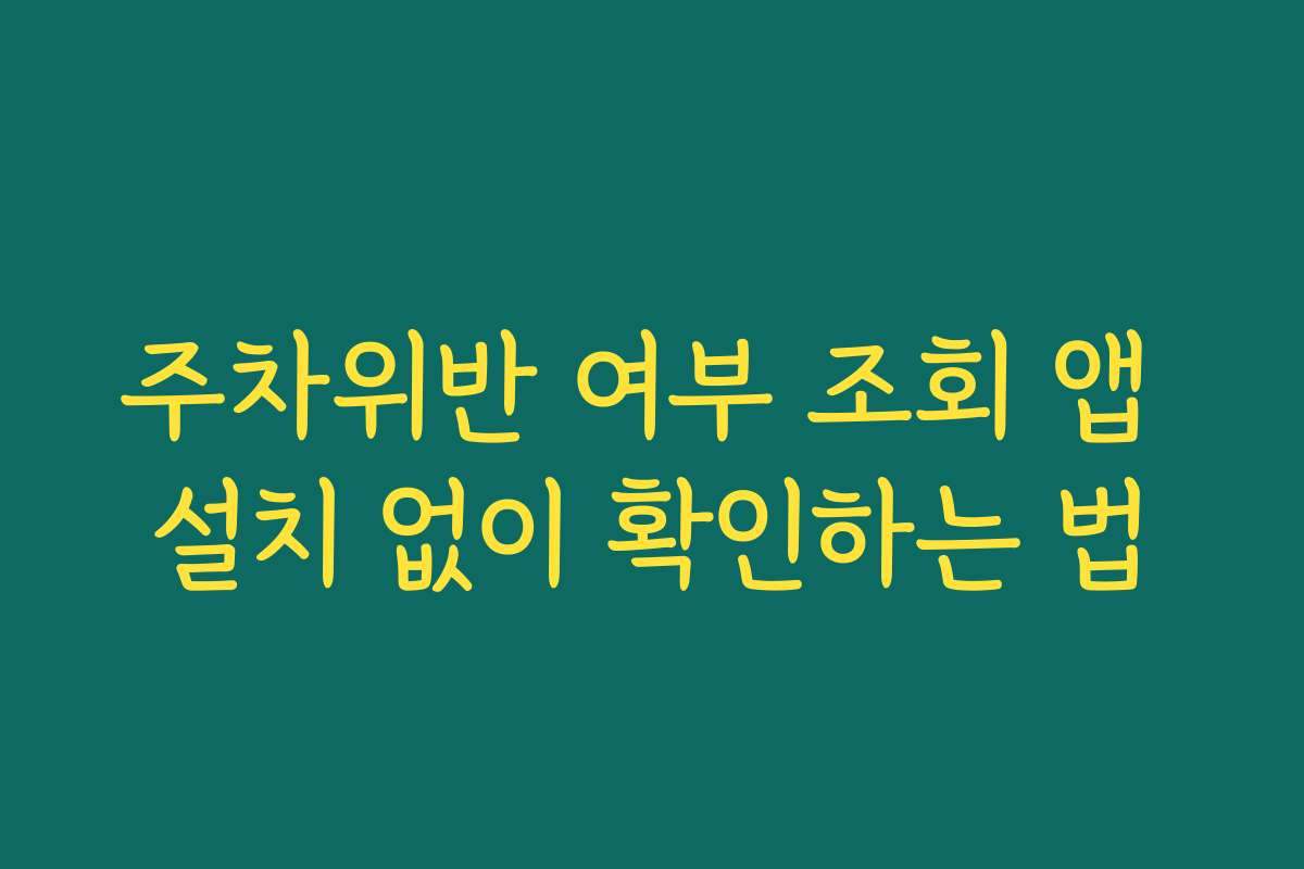 주차위반 여부 조회 앱 설치 없이 확인하는 법
