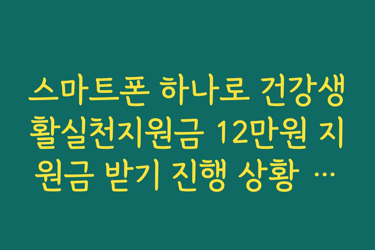 스마트폰 하나로 건강생활실천지원금 12만원 지원금 받기 진행 상황 확인하는 법