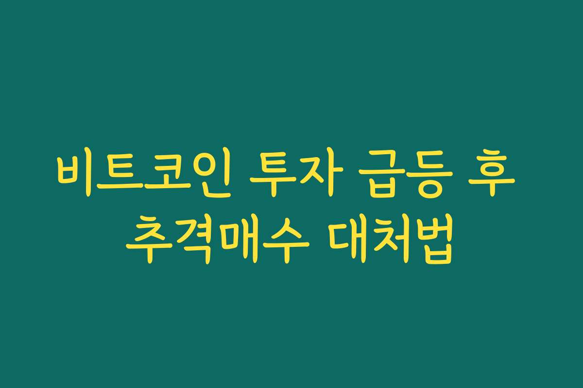 비트코인 투자 급등 후 추격매수 대처법