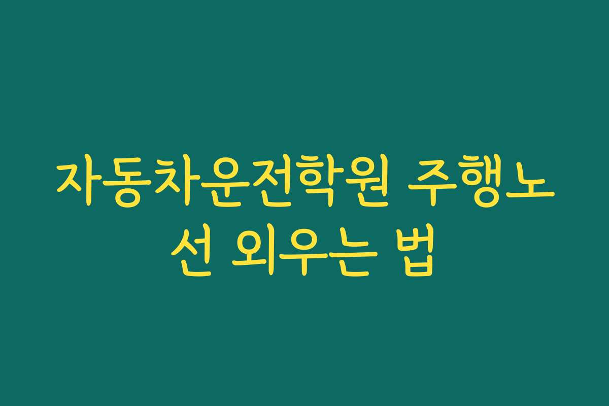 자동차운전학원 주행노선 외우는 법