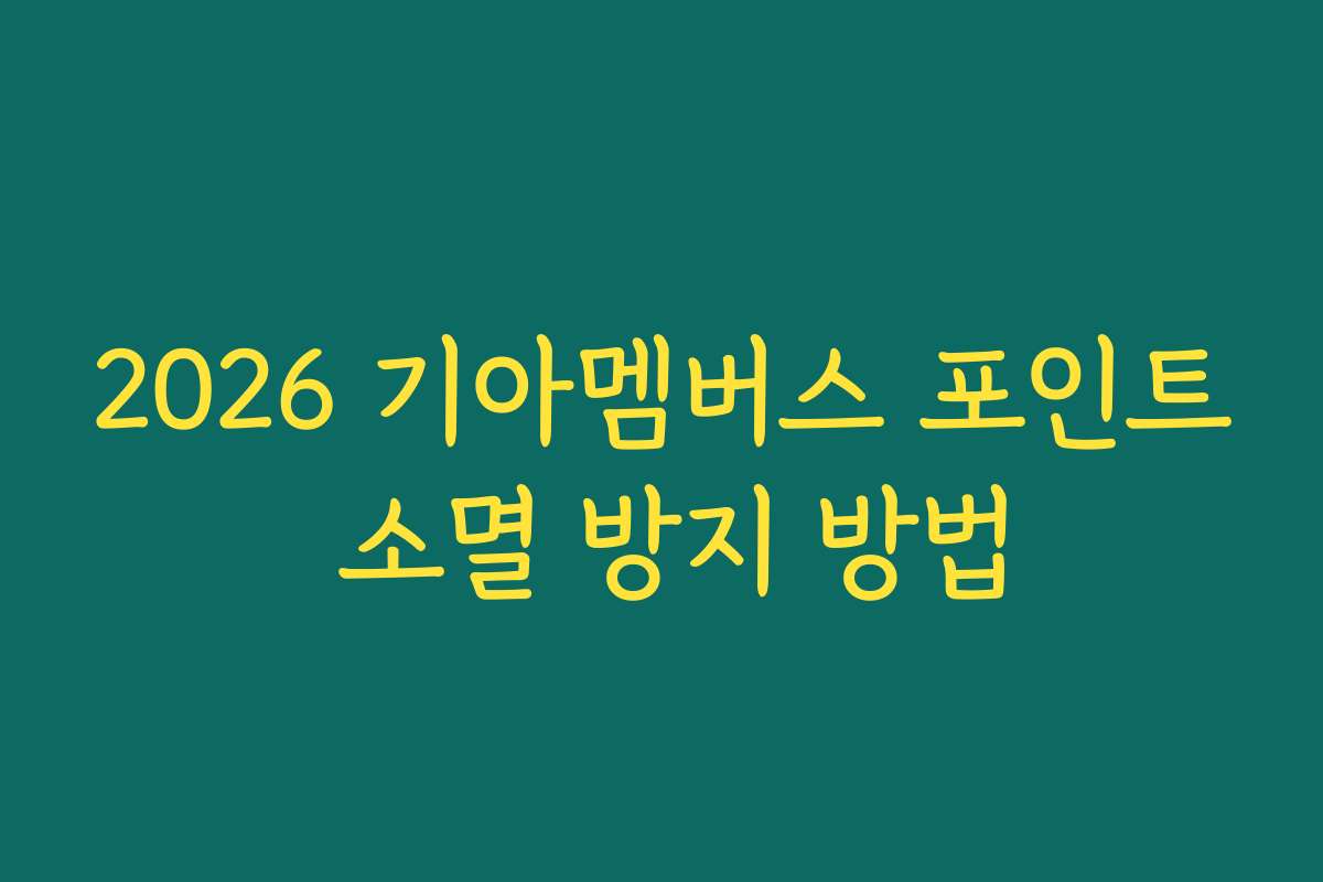 2026 기아멤버스 포인트 소멸 방지 방법