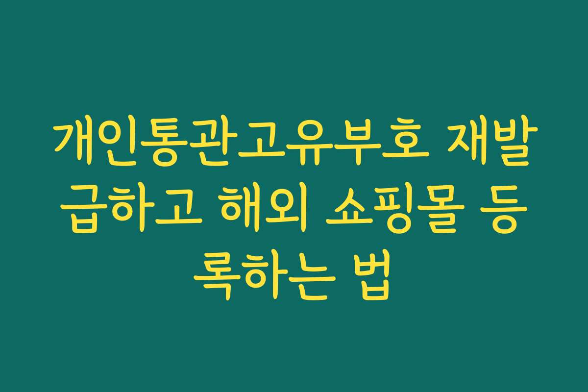 개인통관고유부호 재발급하고 해외 쇼핑몰 등록하는 법