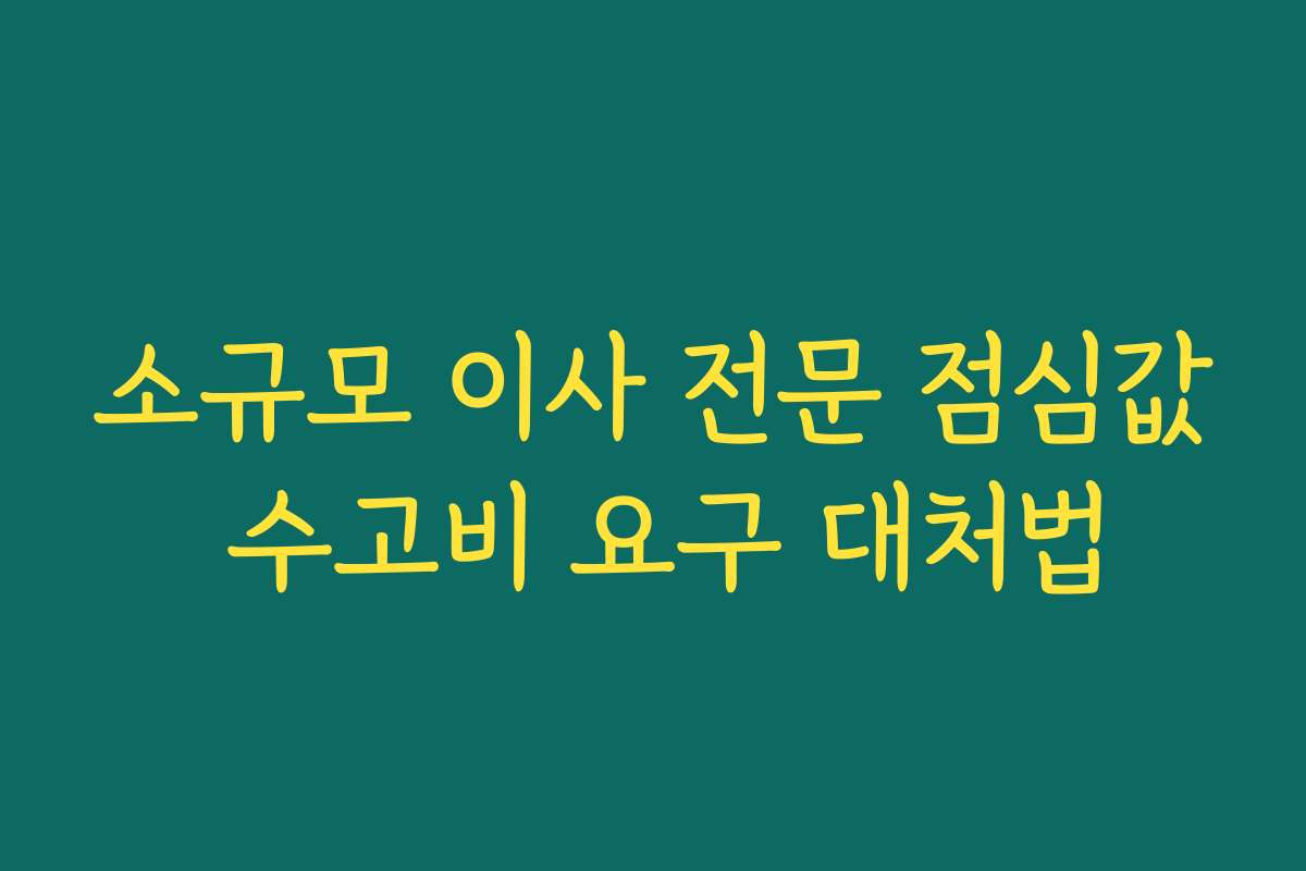 소규모 이사 전문 점심값 수고비 요구 대처법