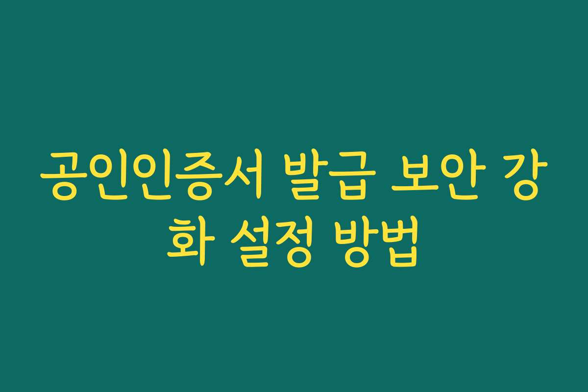 공인인증서 발급 보안 강화 설정 방법