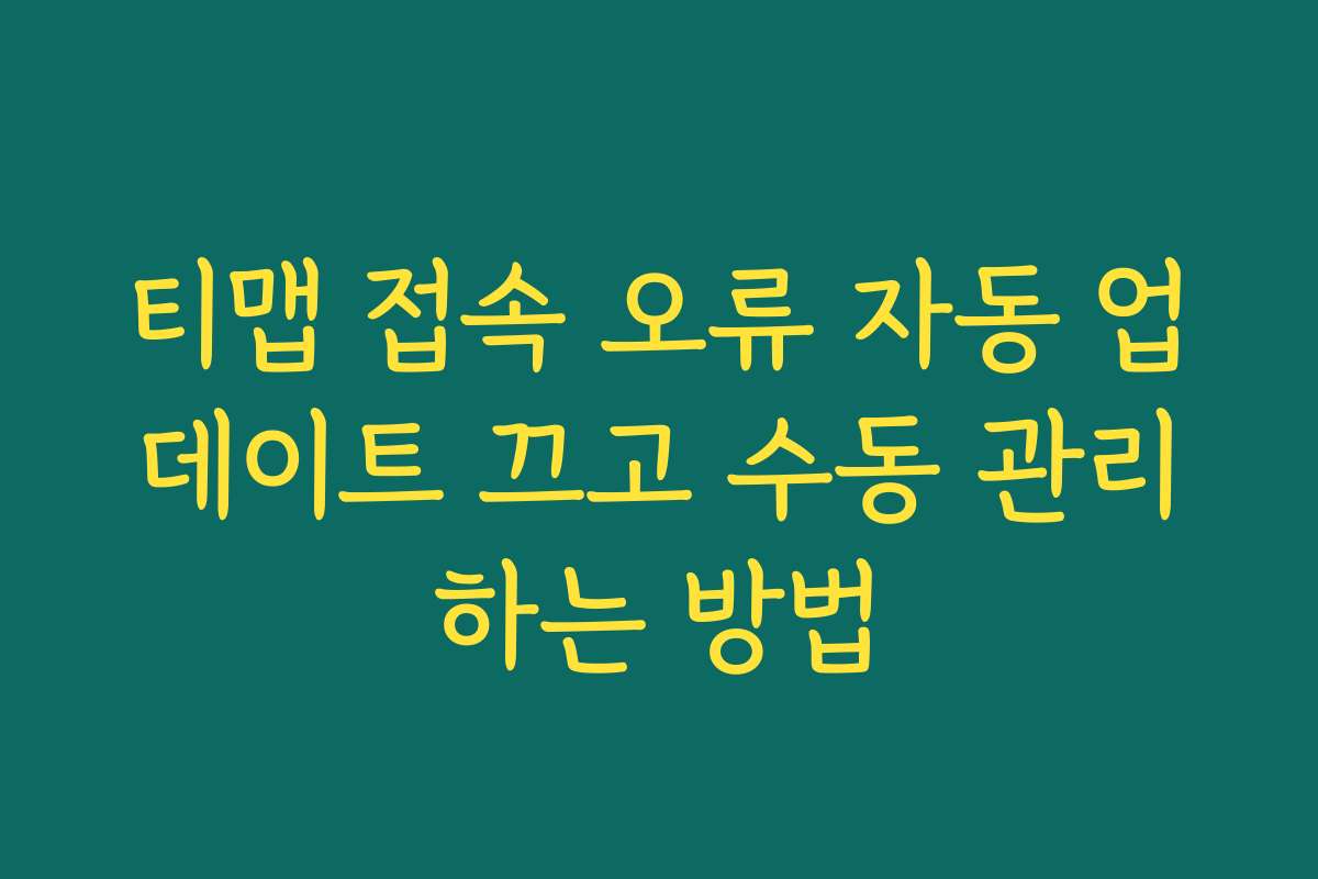 티맵 접속 오류 자동 업데이트 끄고 수동 관리하는 방법