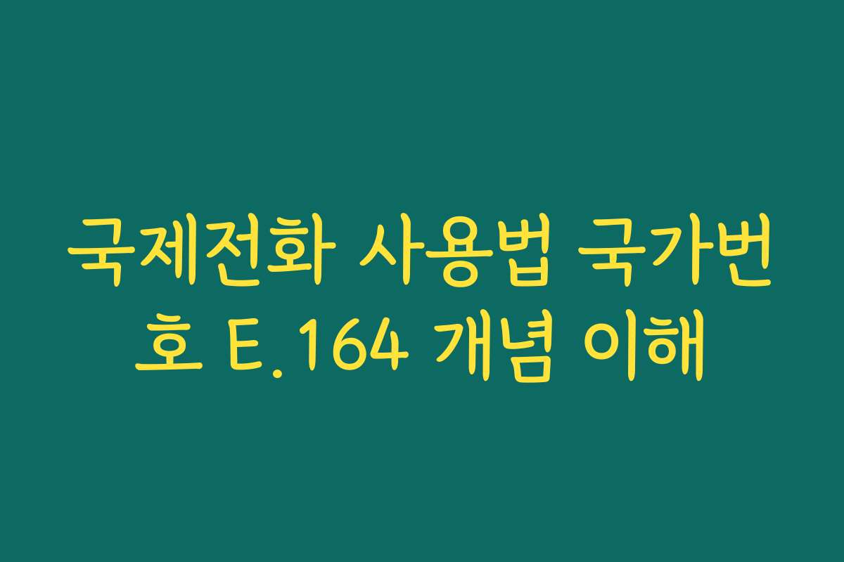 국제전화 사용법 국가번호 E.164 개념 이해