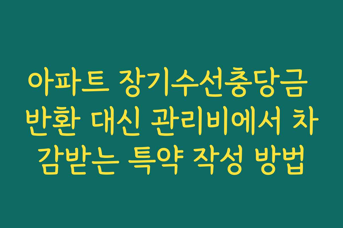 아파트 장기수선충당금 반환 대신 관리비에서 차감받는 특약 작성 방법