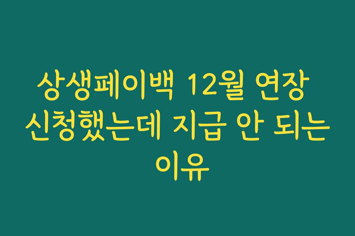 상생페이백 12월 연장 신청했는데 지급 안 되는 이유