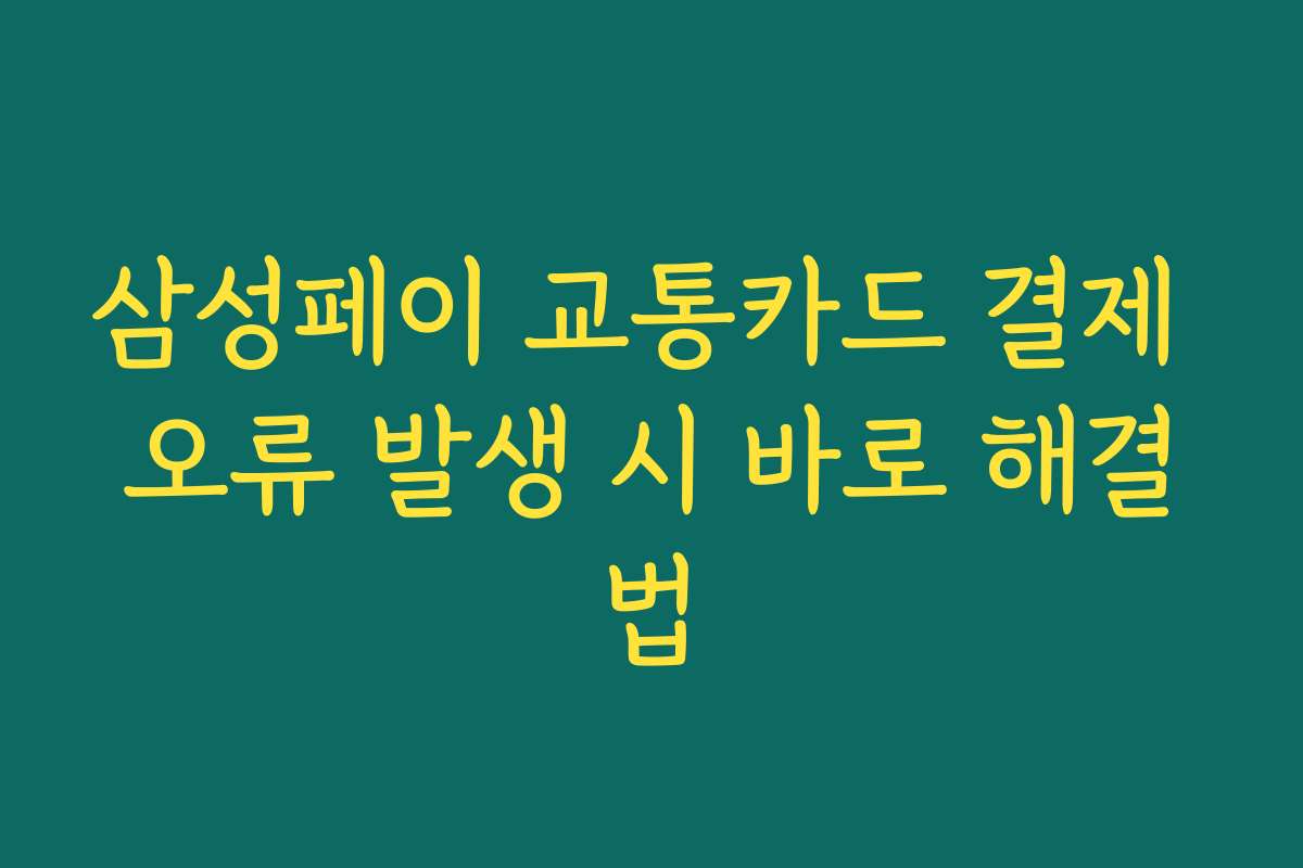 삼성페이 교통카드 결제 오류 발생 시 바로 해결법
