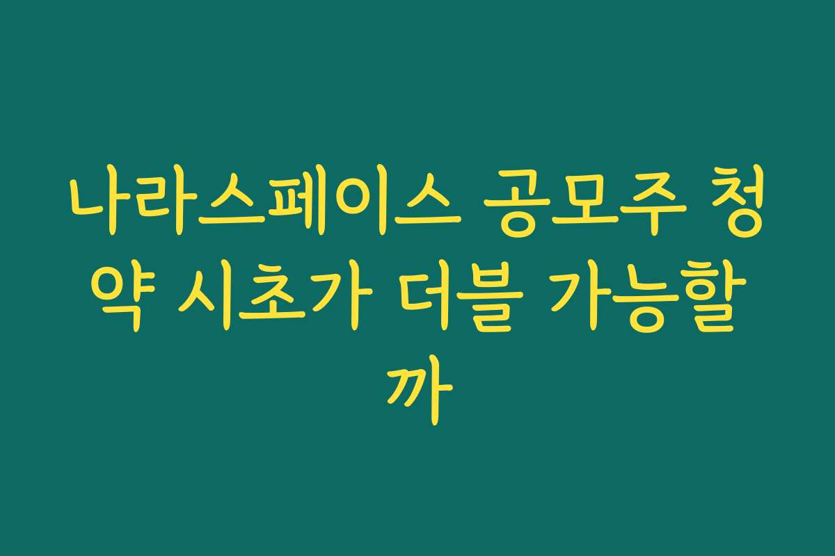나라스페이스 공모주 청약 시초가 더블 가능할까