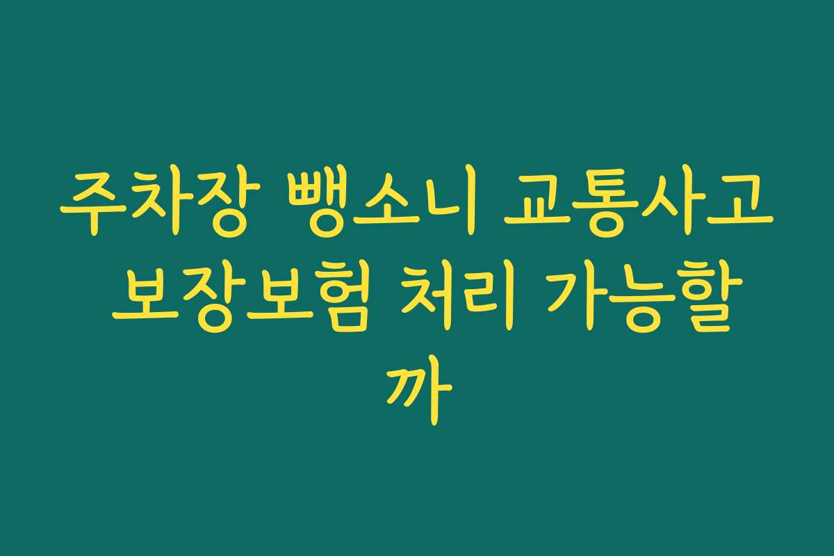 주차장 뺑소니 교통사고 보장보험 처리 가능할까