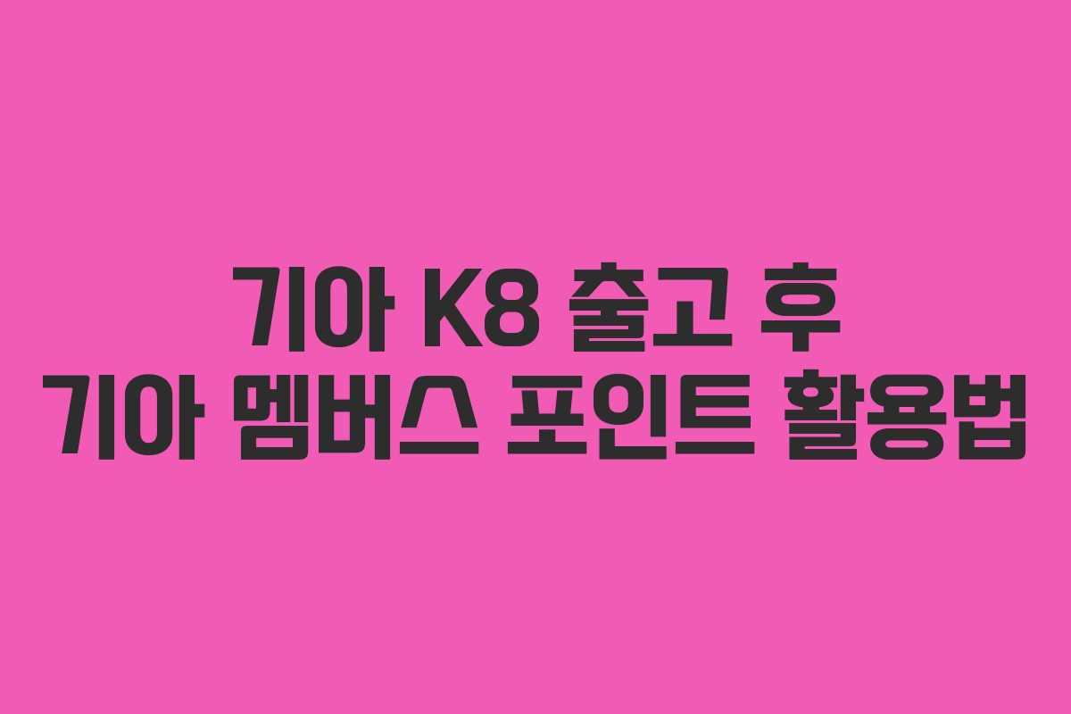 기아 K8 출고 후 기아 멤버스 포인트 활용법