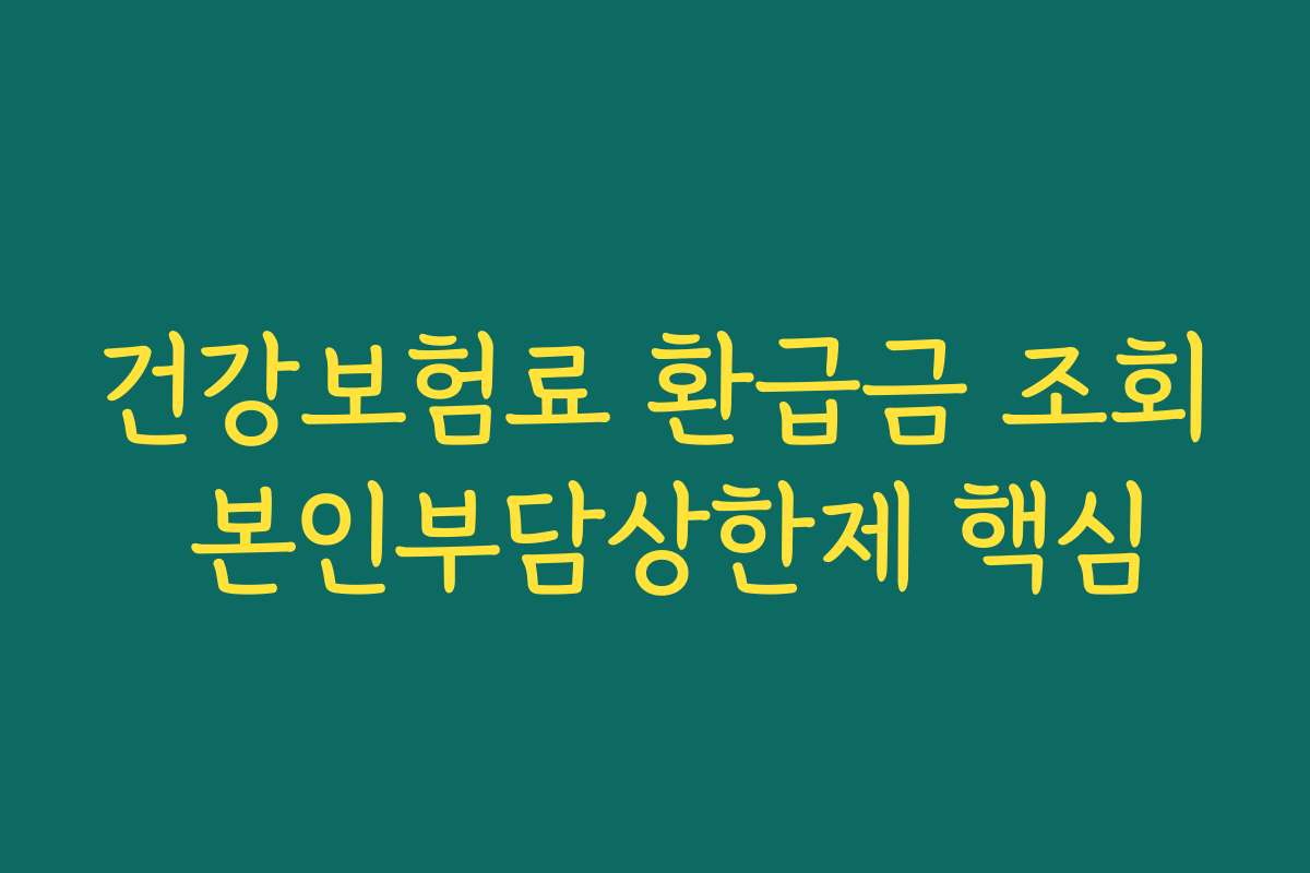 건강보험료 환급금 조회 본인부담상한제 핵심