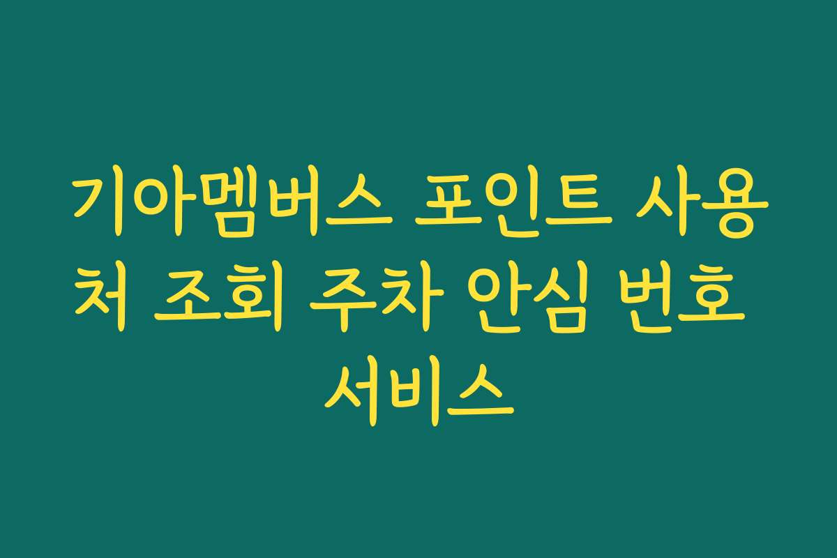 기아멤버스 포인트 사용처 조회 주차 안심 번호 서비스