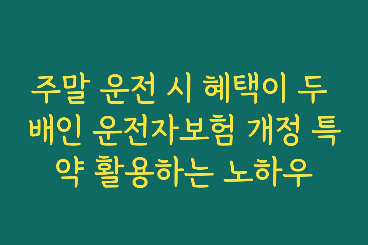 주말 운전 시 혜택이 두 배인 운전자보험 개정 특약 활용하는 노하우