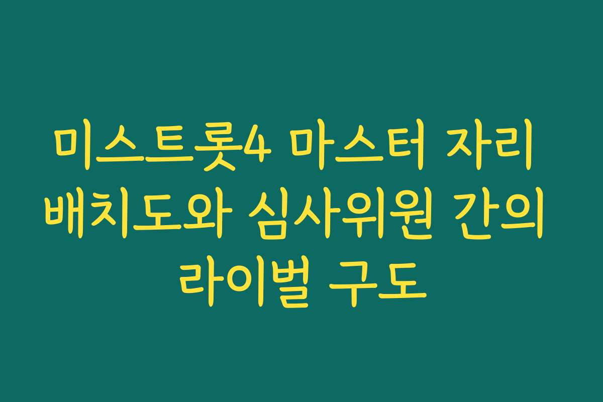 미스트롯4 마스터 자리 배치도와 심사위원 간의 라이벌 구도