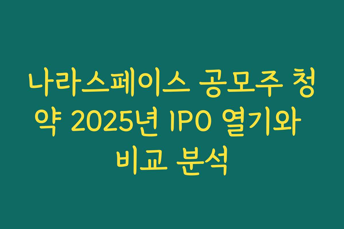 나라스페이스 공모주 청약 2025년 IPO 열기와 비교 분석