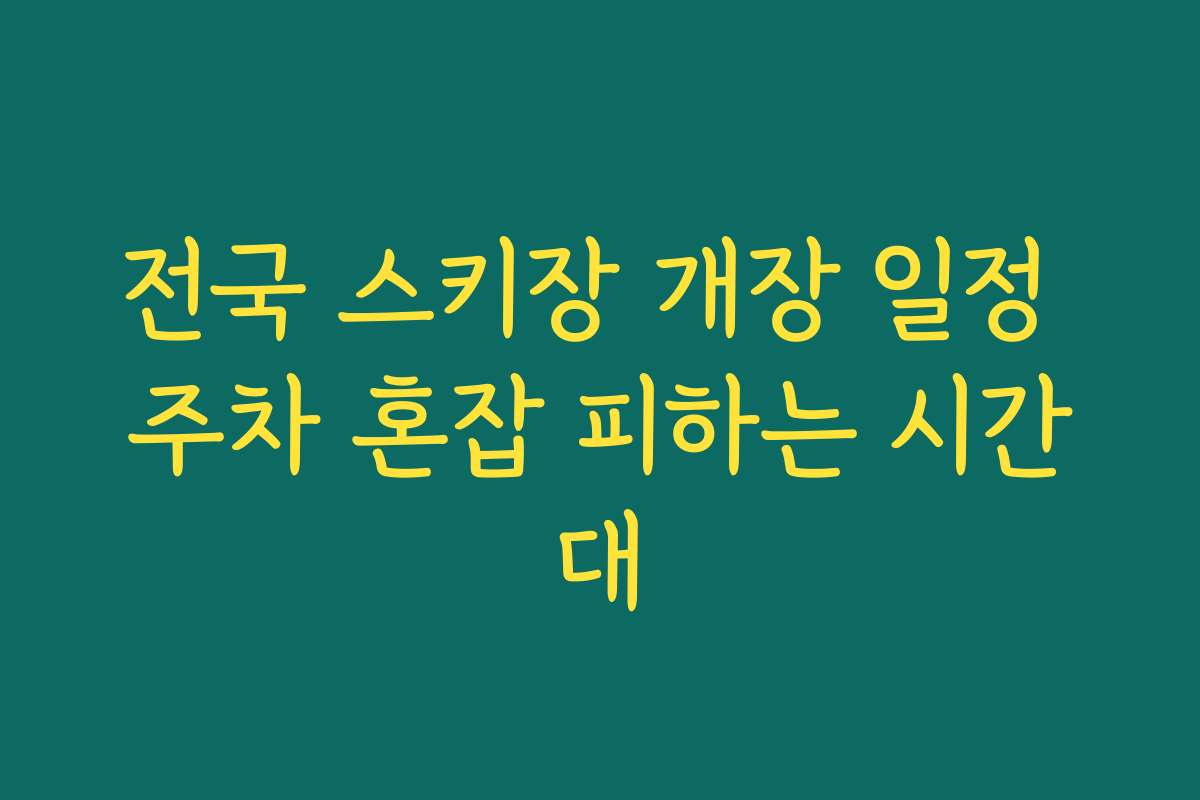 전국 스키장 개장 일정 주차 혼잡 피하는 시간대