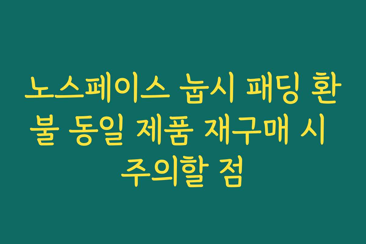 노스페이스 눕시 패딩 환불 동일 제품 재구매 시 주의할 점