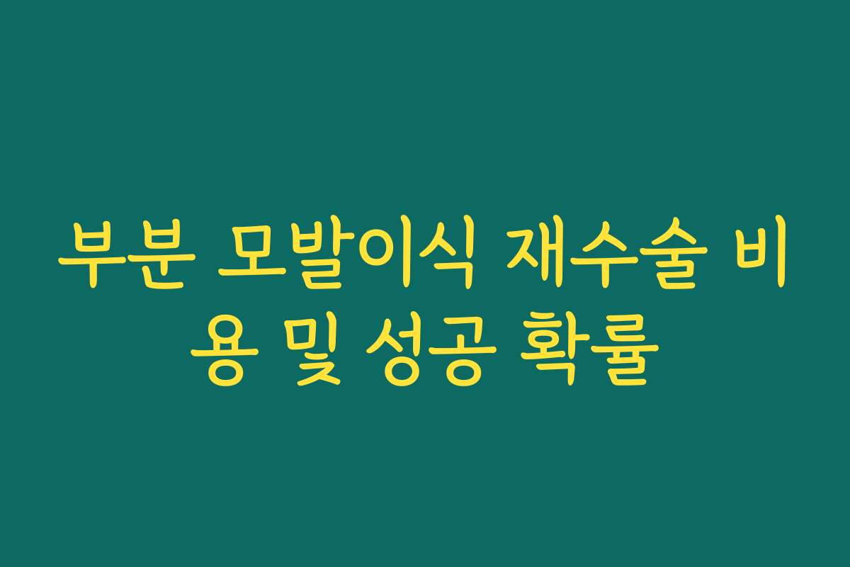 부분 모발이식 재수술 비용 및 성공 확률
