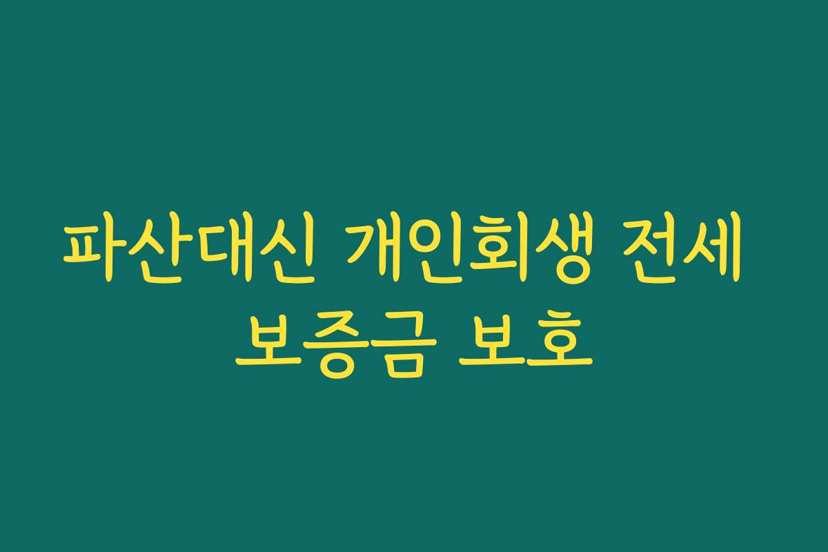 파산대신 개인회생 전세 보증금 보호