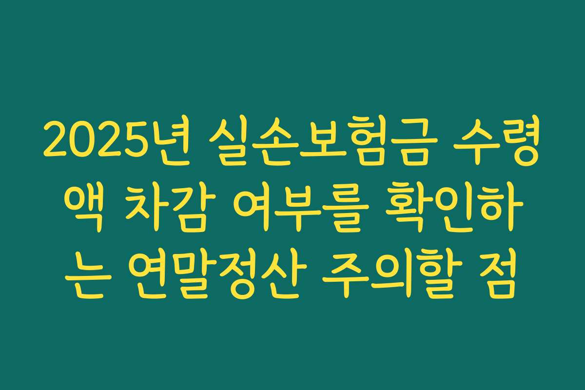 2025년 실손보험금 수령액 차감 여부를 확인하는 연말정산 주의할 점