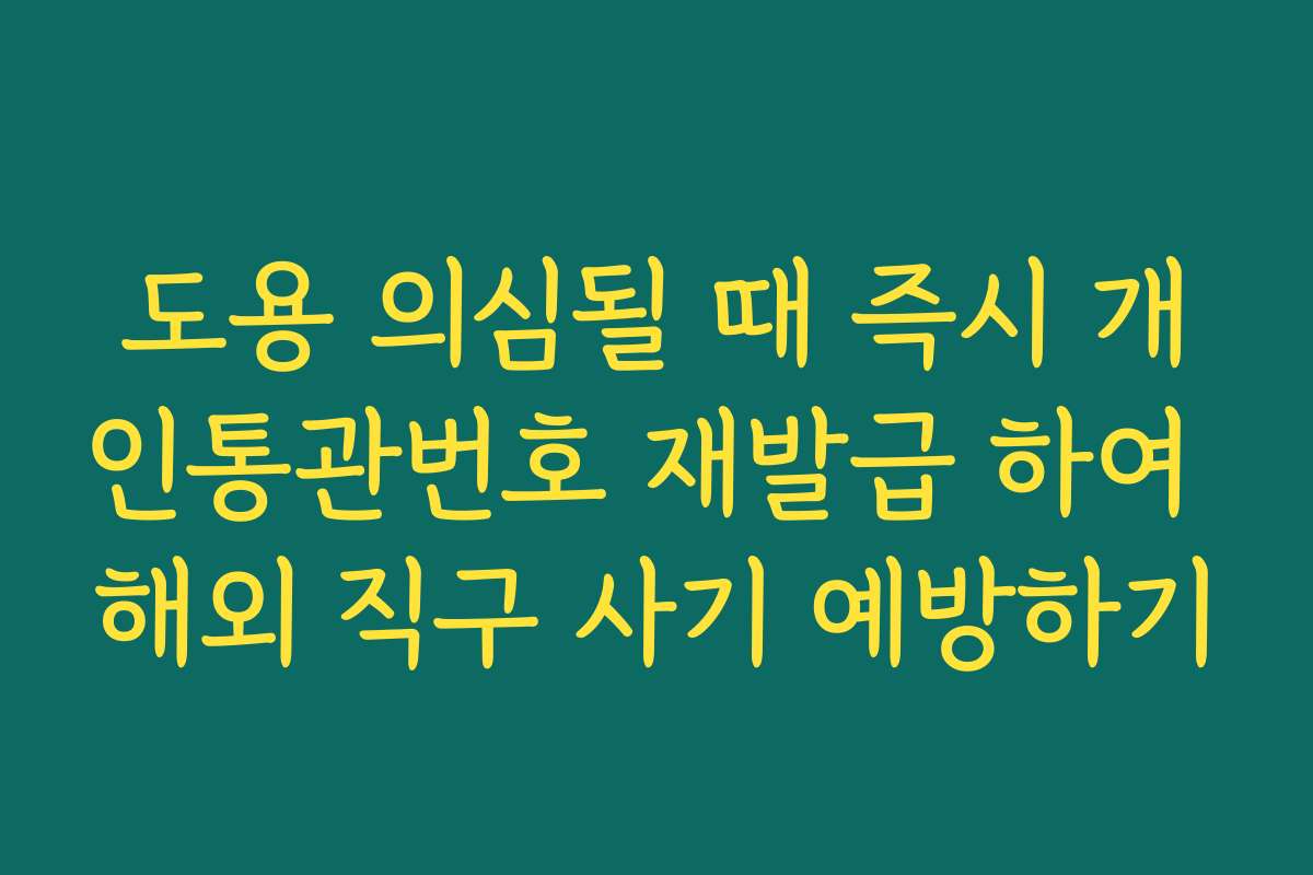 도용 의심될 때 즉시 개인통관번호 재발급 하여 해외 직구 사기 예방하기