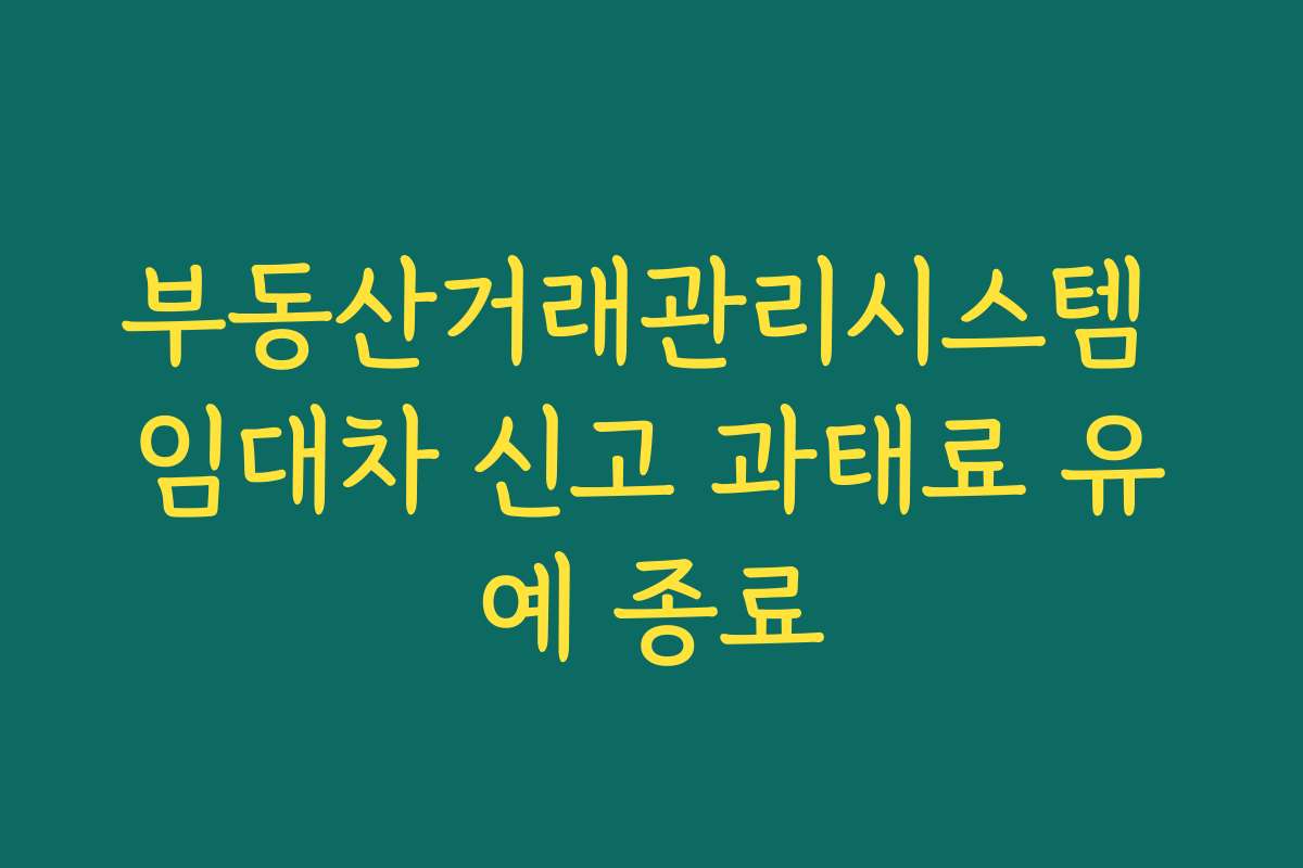 부동산거래관리시스템 임대차 신고 과태료 유예 종료
