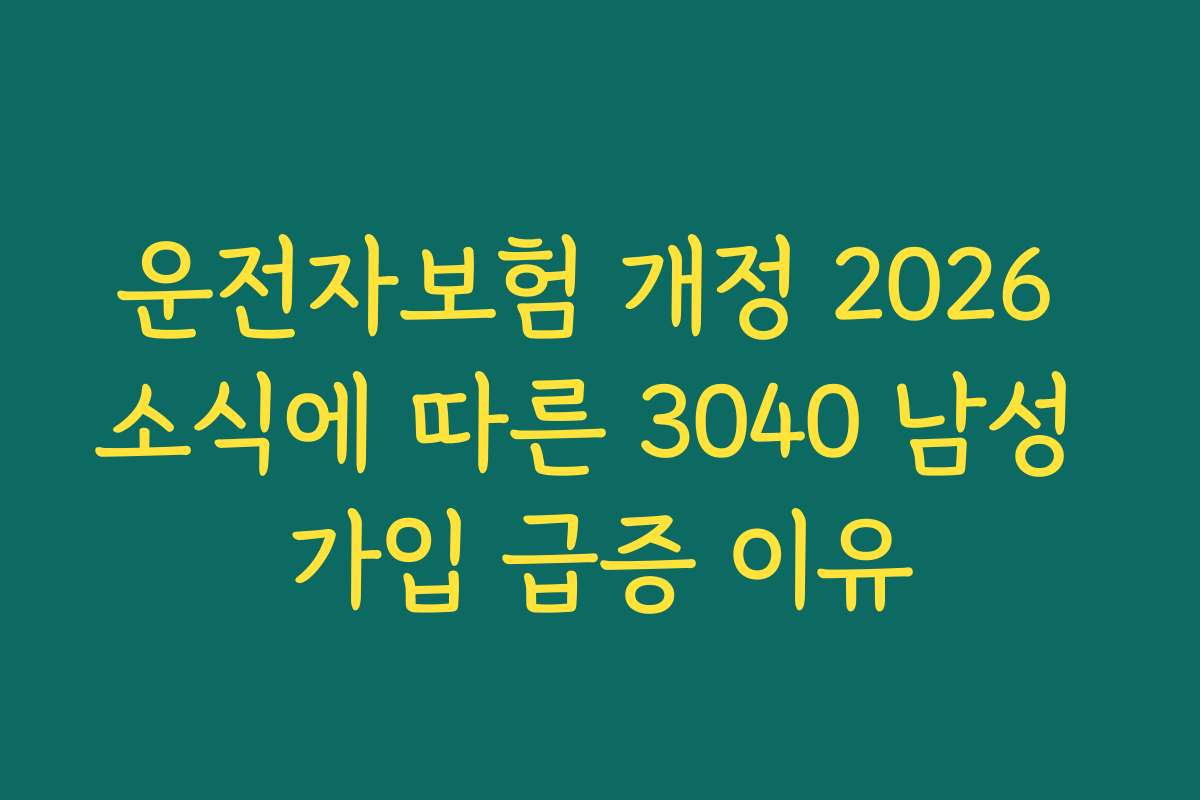 운전자보험 개정 2026 소식에 따른 3040 남성 가입 급증 이유