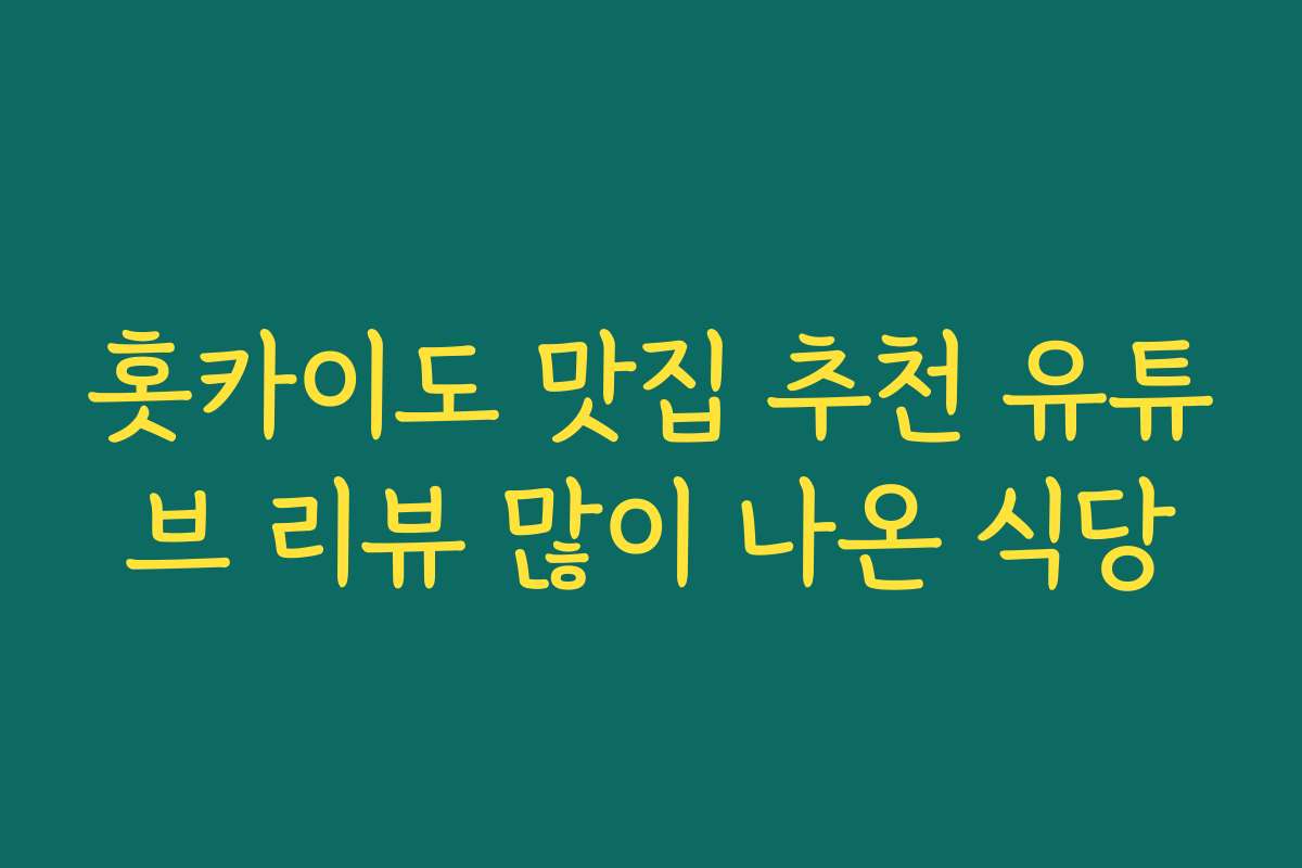 홋카이도 맛집 추천 유튜브 리뷰 많이 나온 식당