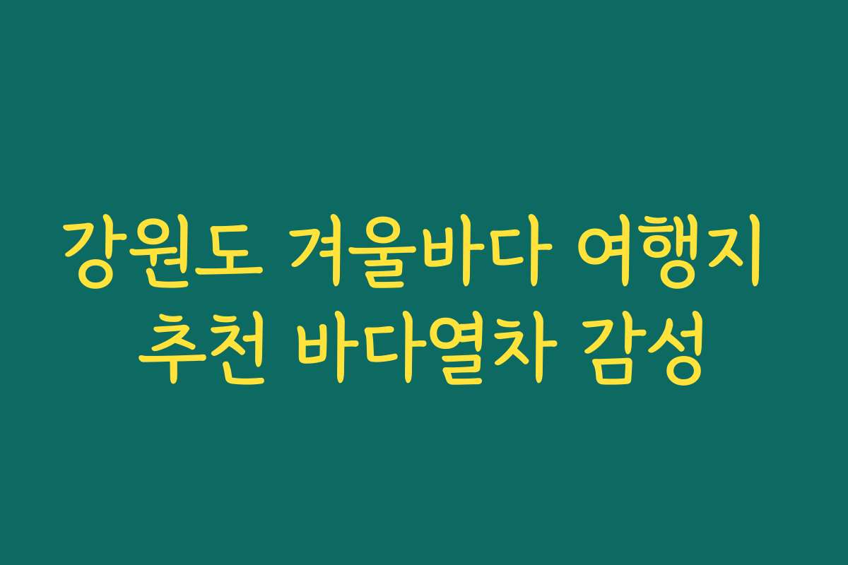 강원도 겨울바다 여행지 추천 바다열차 감성