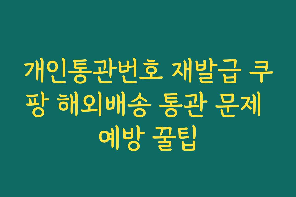 개인통관번호 재발급 쿠팡 해외배송 통관 문제 예방 꿀팁