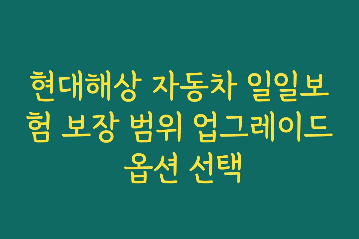 현대해상 자동차 일일보험 보장 범위 업그레이드 옵션 선택