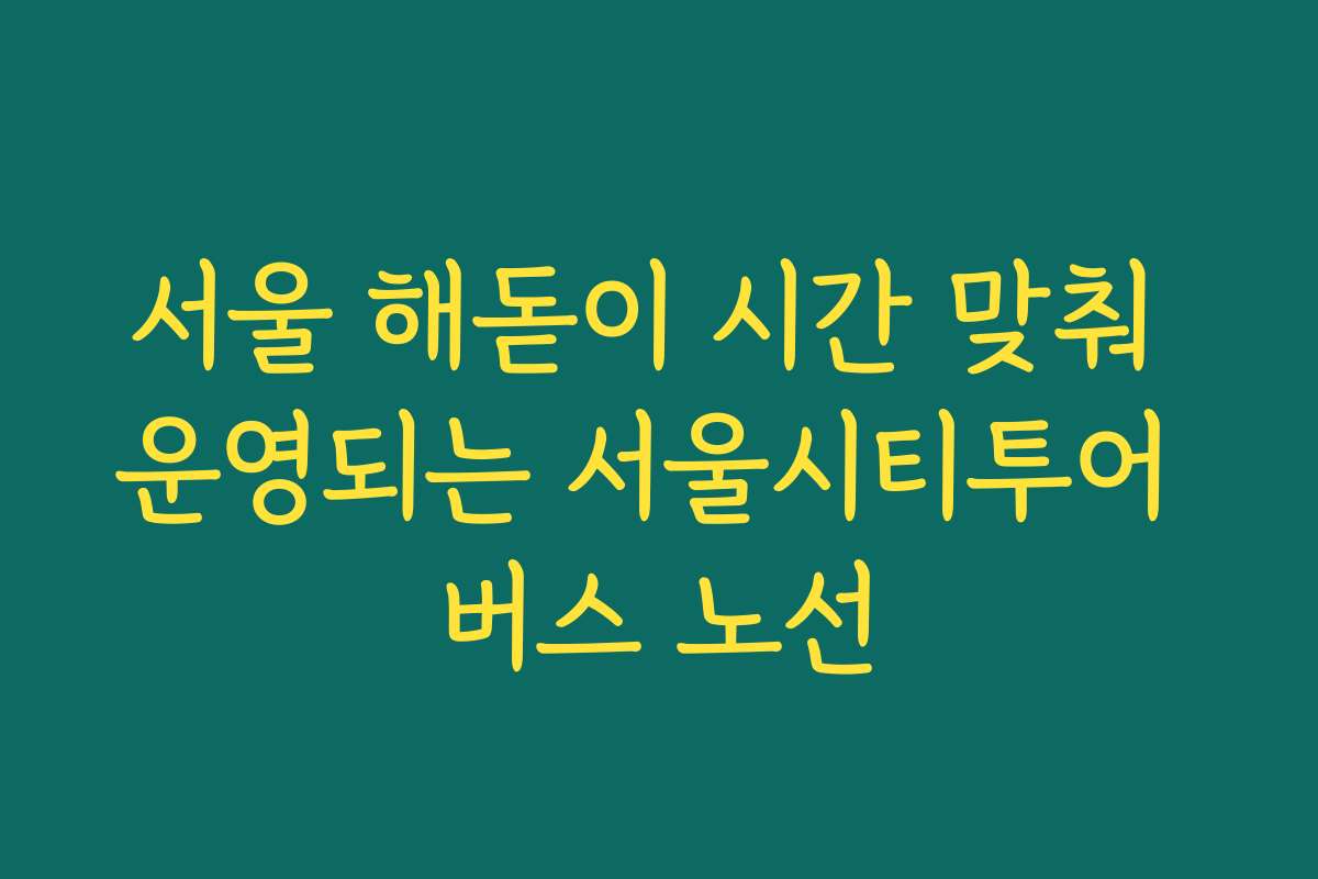 서울 해돋이 시간 맞춰 운영되는 서울시티투어 버스 노선