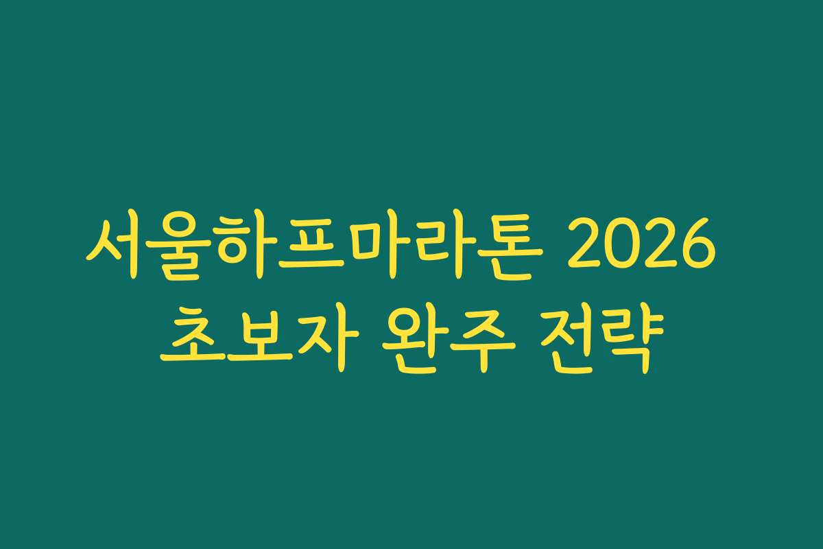 서울하프마라톤 2026 초보자 완주 전략