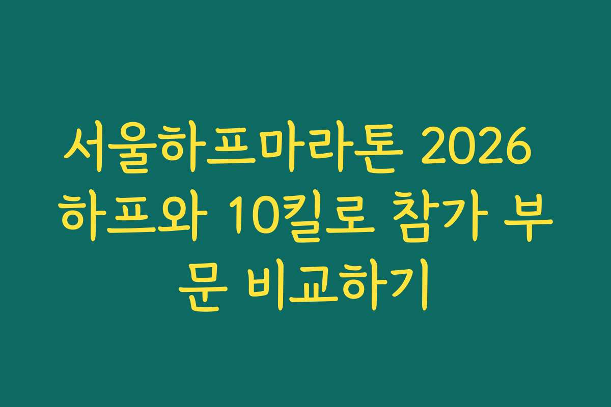 서울하프마라톤 2026 하프와 10킬로 참가 부문 비교하기