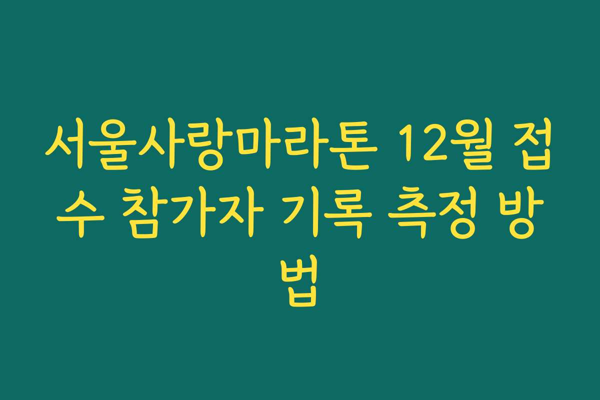 서울사랑마라톤 12월 접수 참가자 기록 측정 방법