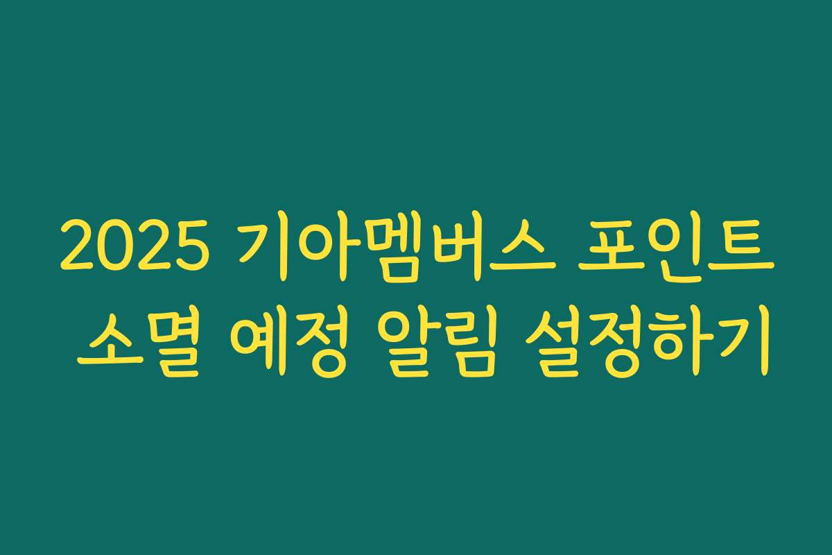 2025 기아멤버스 포인트 소멸 예정 알림 설정하기