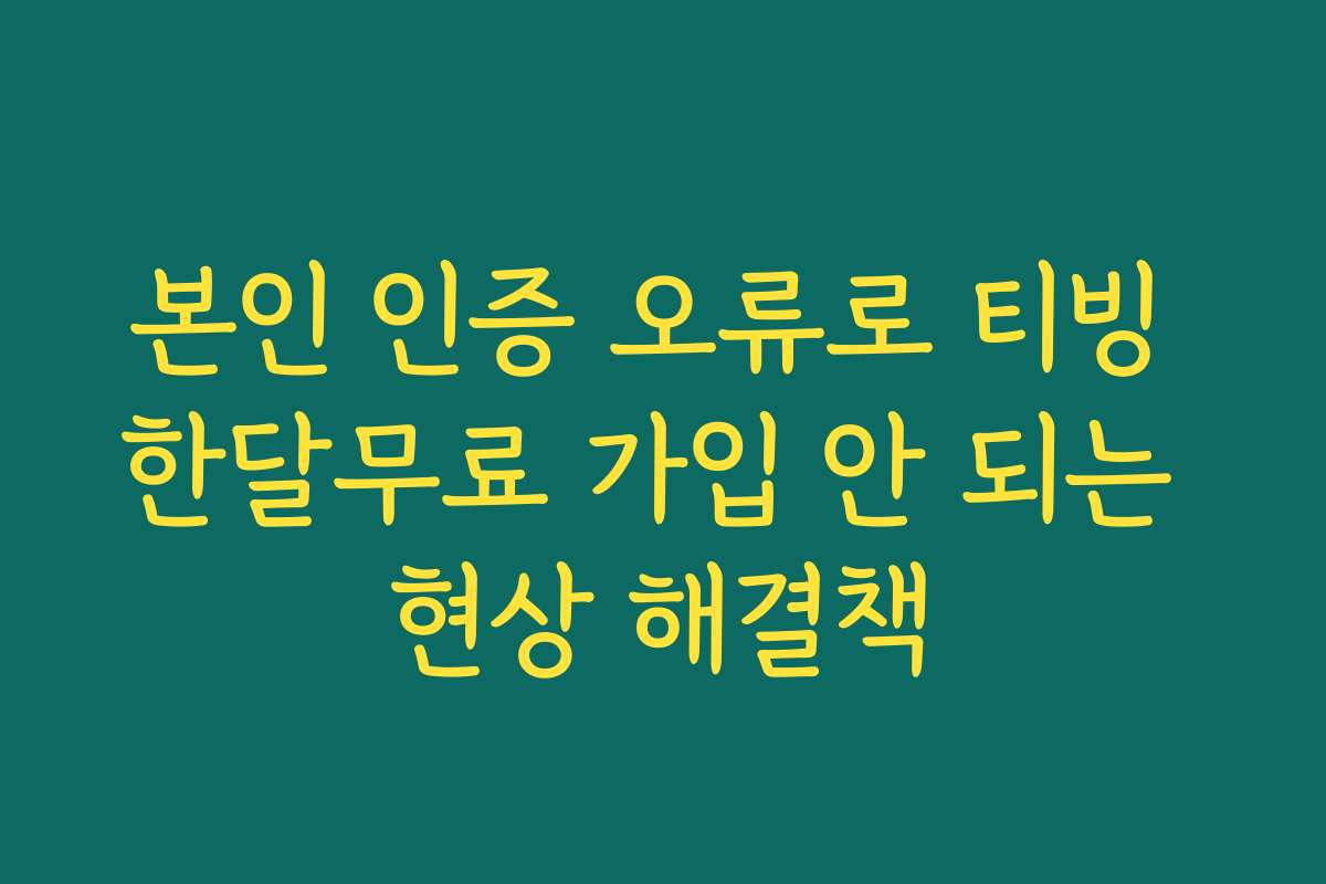 본인 인증 오류로 티빙 한달무료 가입 안 되는 현상 해결책