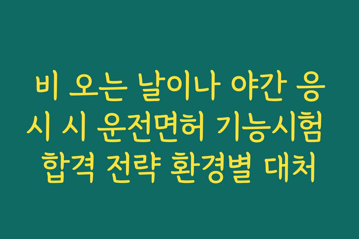 비 오는 날이나 야간 응시 시 운전면허 기능시험 합격 전략 환경별 대처